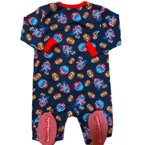Garanimals Blue Red Dog Football Onesie Pajama Size 18mos - Picture 2 of 4